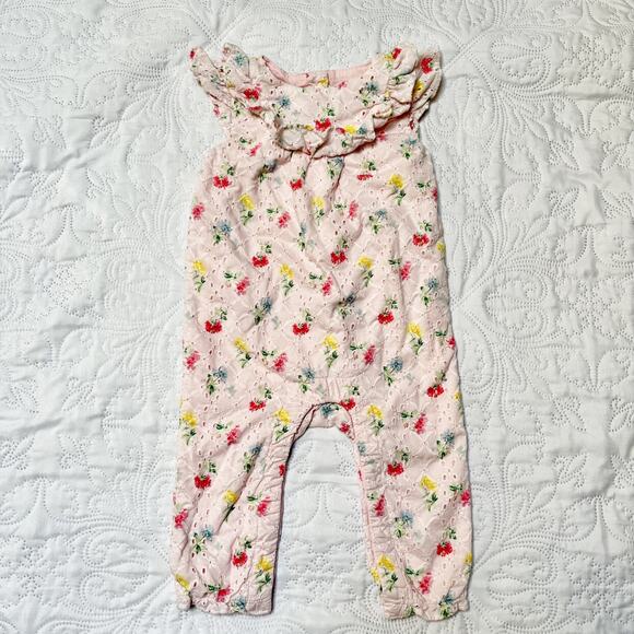 Janie And Jack Floral Eyelet Romper Size 6-12m - Picture 2 of 5
